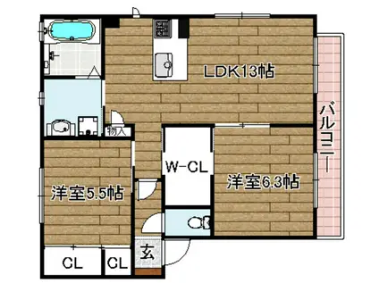シャルマンワイキューブA(2LDK/1階)の間取り写真