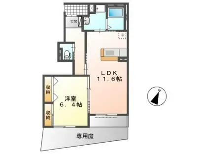 ボヌール坂下II(1LDK/1階)の間取り写真