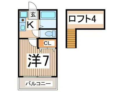 北建ハイツ(1K/2階)の間取り写真