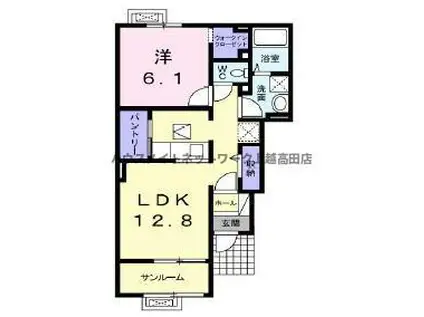 ルミナスK&E(1LDK/1階)の間取り写真