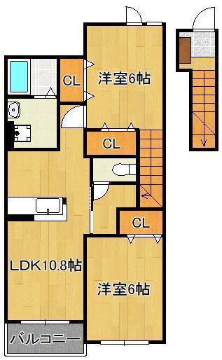 HEART LIFE野間(2LDK/2階)の間取り写真