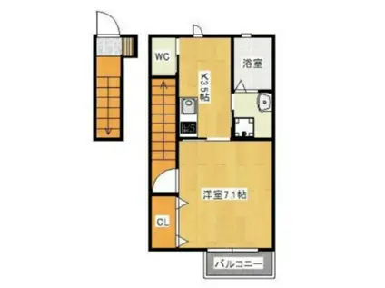 SUBLIME(1K/2階)の間取り写真