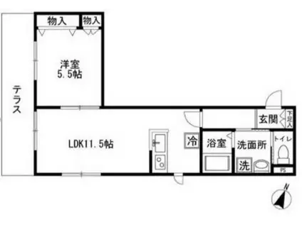 メゾンベール(1LDK/1階)の間取り写真
