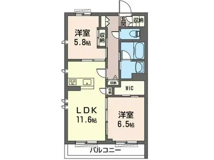 グランシャリオ(2LDK/2階)の間取り写真