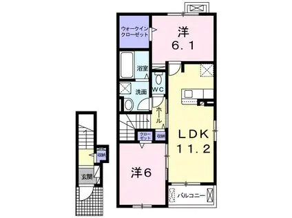 アルカンシエル(2LDK/2階)の間取り写真