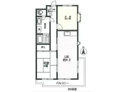 シティコープ鎌倉(2LDK/2階)の間取り写真