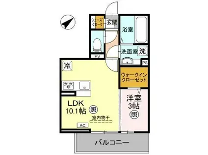 LA MAISON 本町(1LDK/2階)の間取り写真