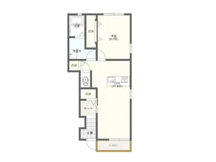 ブレス古坦A(1LDK/1階)の間取り写真