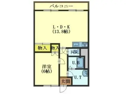 ロイヤルシティ参番館(1LDK/6階)の間取り写真