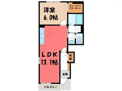 アンジュA(1LDK/1階)の間取り写真