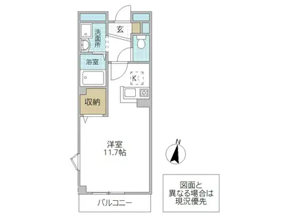 OSフトゥーロ(ワンルーム/1階)の間取り写真
