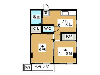 ビスタリアハイツ(2DK/3階)の間取り写真