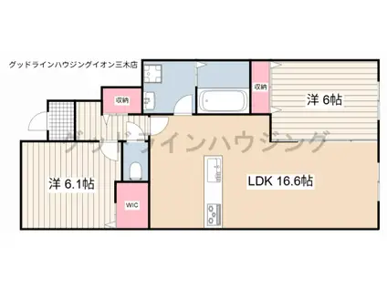 加佐アパート(2LDK/1階)の間取り写真