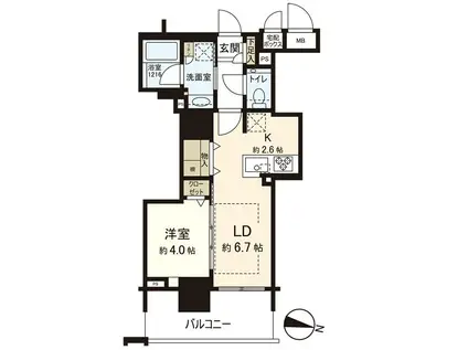 ブランズ札幌大通東(1LDK/6階)の間取り写真