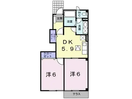 フル・ド・リ(2DK/1階)の間取り写真