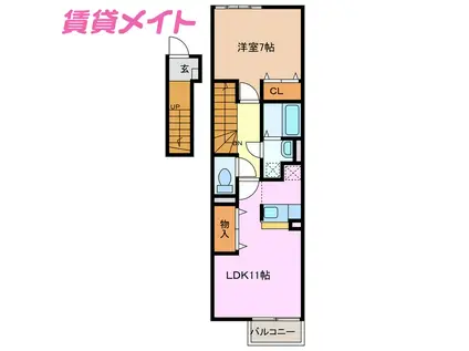 オーブII(1LDK/2階)の間取り写真