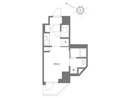 ハーモニーレジデンス新横浜(1K/6階)の間取り写真