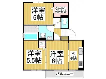 ペイサージュC(3K/1階)の間取り写真