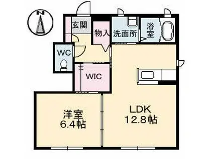 グランマスト木太町 A棟(1LDK/1階)の間取り写真