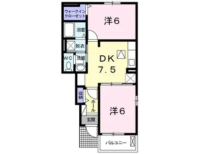 ハウスアイIII(2DK/1階)の間取り写真