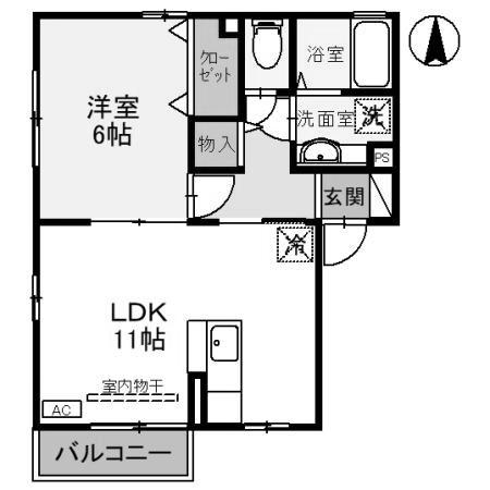 フォンテーヌ(1LDK/2階)の間取り写真