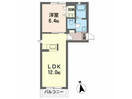 シャーメゾングリーンヒルズC(1LDK/1階)の間取り写真