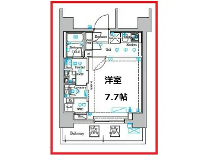ティップス四ツ木(1K/3階)の間取り写真