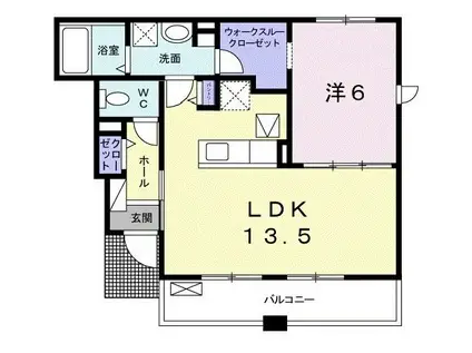 カーサ ブラーボ トレ(1LDK/1階)の間取り写真
