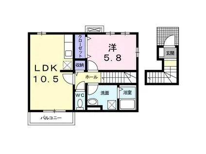 フラン カーサIII(1LDK/2階)の間取り写真
