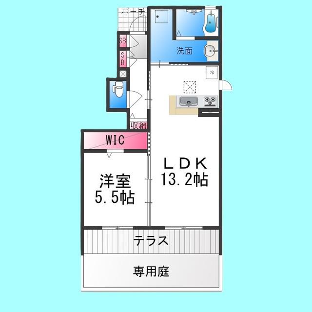 シャーメゾンアミコートA(1LDK/1階)の間取り写真