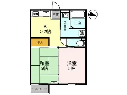 コーポ大町(2K/1階)の間取り写真