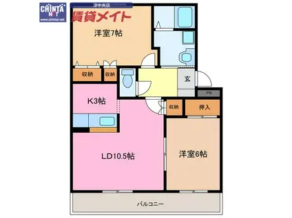 ポートサイドMA(2LDK/1階)の間取り写真