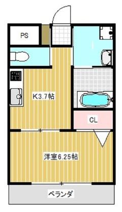 ナチュライフ北斗(1K/2階)の間取り写真