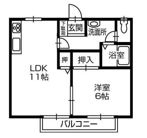 パストラルIII(1LDK/2階)の間取り写真