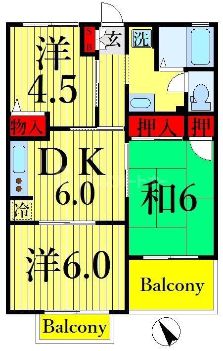 メゾンアサヒ(3DK/1階)の間取り写真