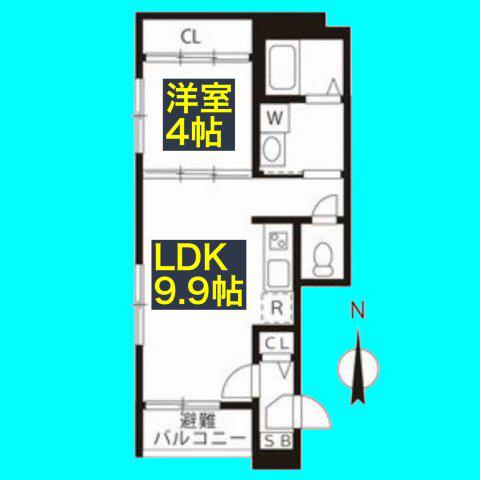 ハーモニーテラス河岸町(1LDK/3階)の間取り写真