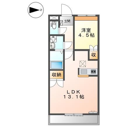 トワイライトヒル(1LDK/1階)の間取り写真