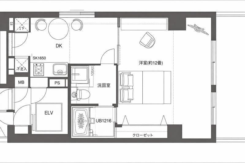 セリーヌ元麻布(1DK/4階)の間取り写真