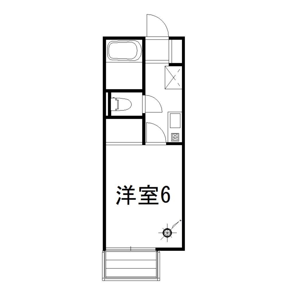 コーポさつきII(1K/1階)の間取り写真