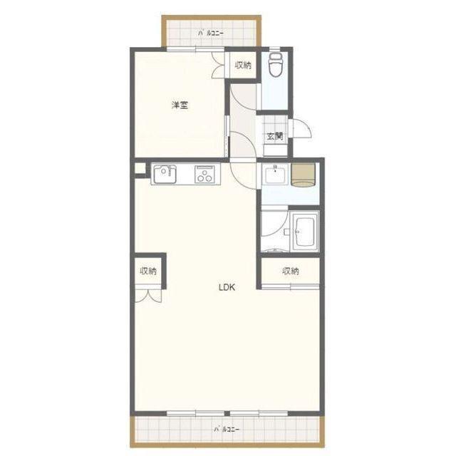 ドミール江木(1LDK/2階)の間取り写真