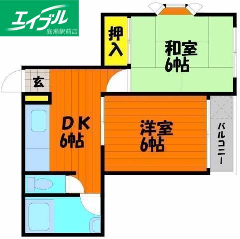 コーポ門田屋敷(2DK/2階)の間取り写真