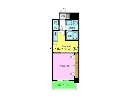 宿院西TKハイツ2号館(1DK/1階)の間取り写真