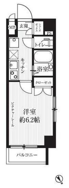 HF武蔵小山レジデンス(1K/2階)の間取り写真