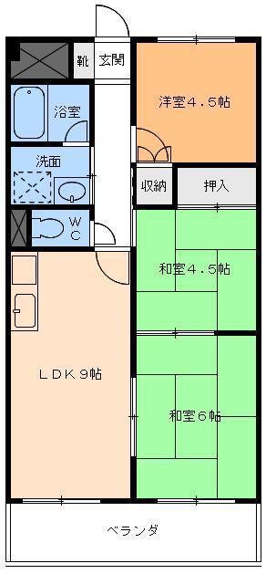 土居田OKビル(3LDK/2階)の間取り写真