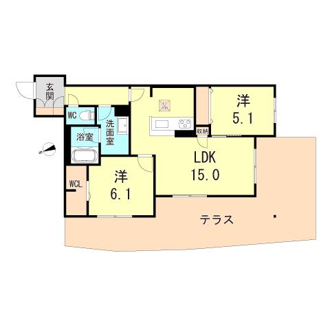 カーサ ピノ 5(2LDK/1階)の間取り写真