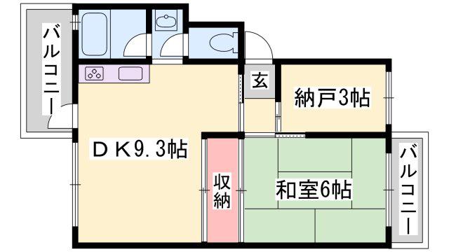 砥堀第2コーポラス(2DK/1階)の間取り写真