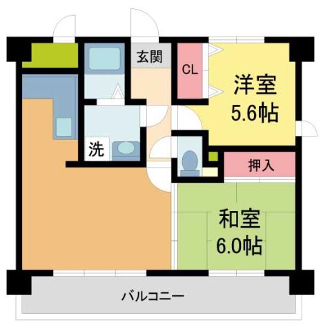シティオボヌール(2LDK/2階)の間取り写真