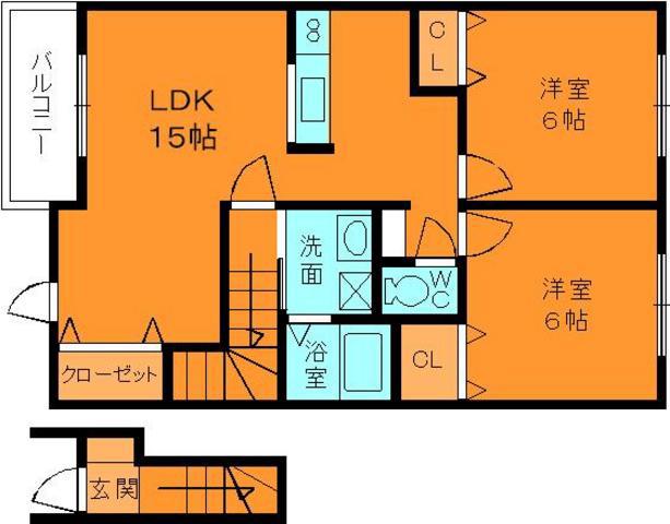 メルツ ガルテン(2LDK/2階)の間取り写真