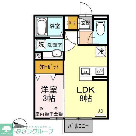 サニーコート高崎(1LDK/2階)の間取り写真
