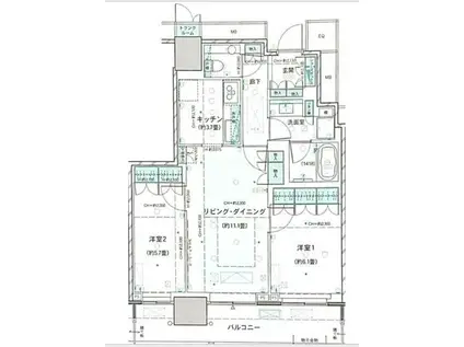 ザ・パークハウス晴海タワーズティアロレジデンス(2LDK/5階)の間取り写真